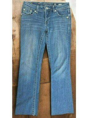 Miss Me Womens Raw Hem Embellished Bootcut Jeans 29x30